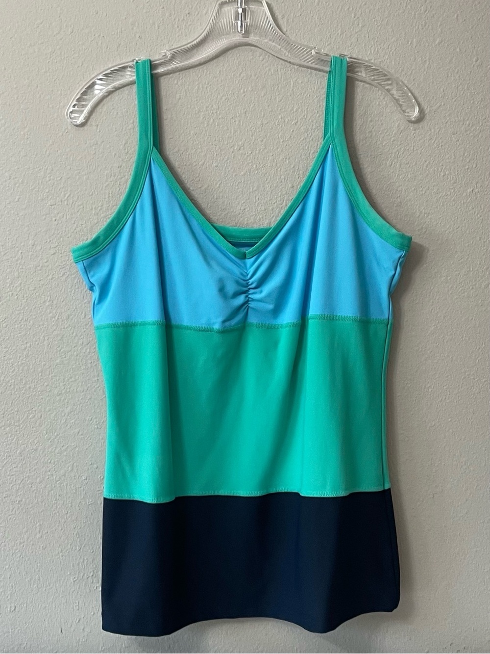 Xersion Contrast Trim Athletic Tank Top in Teal & Navy SZ XL EUC